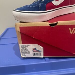 Vans Kids ComfyCush Sk8-Hi Red and Blue Sneakers
